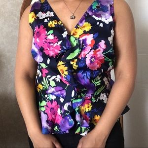 Ralph Lauren Floral Ruffle Peplum Blouse